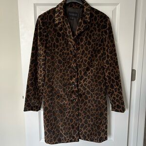 Express, Black/Brown Leopard Pea Coat Size 9/10